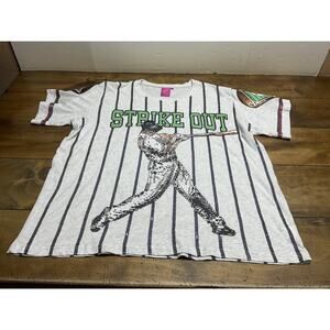 Queen of Sparkles Grey & Royal Baseball Strike Out Tee Size XL